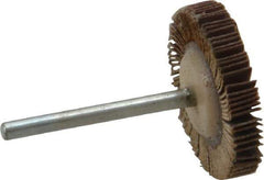 Merit Abrasives - 1-3/16" Diam x 3/16" Face Width, Extra Fine Aluminum Oxide Coated Mounted Flap Wheel - 1/8" Shank Mount, 320 Grit, Cloth Backing, 30,000 Max RPM - Eagle Tool & Supply