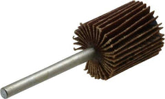 Merit Abrasives - 5/8" Diam x 3/4" Face Width, Extra Fine Aluminum Oxide Coated Mounted Flap Wheel - 1/8" Shank Mount, 320 Grit, Cloth Backing, 37,000 Max RPM - Eagle Tool & Supply