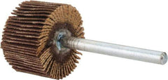 Merit Abrasives - 3/4" Diam x 1/2" Face Width, Very Fine Aluminum Oxide Coated Mounted Flap Wheel - 1/8" Shank Mount, 240 Grit, Cloth Backing, 35,000 Max RPM - Eagle Tool & Supply