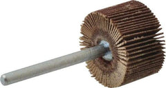 Merit Abrasives - 3/4" Diam x 1/2" Face Width, Extra Fine Aluminum Oxide Coated Mounted Flap Wheel - 1/8" Shank Mount, 320 Grit, Cloth Backing, 35,000 Max RPM - Eagle Tool & Supply