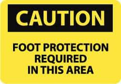 NMC - "Caution - Foot Protection Required in This Area", 10" Long x 14" Wide, Aluminum Safety Sign - Rectangle, 0.04" Thick, Use for Accident Prevention - Eagle Tool & Supply