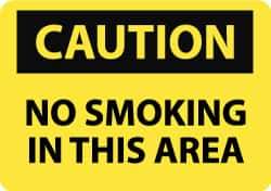 NMC - "Caution - No Smoking in This Area", 10" Long x 14" Wide, Aluminum Safety Sign - Rectangle, 0.04" Thick, Use for Accident Prevention - Eagle Tool & Supply