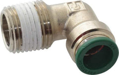 Parker - 1/2" Outside Diam, 1/2 NPTF, Nickel Plated Brass Push-to-Connect Tube Male Elbow - 300 Max psi, Tube to Male NPT Connection, Buna-N O-Ring - Eagle Tool & Supply