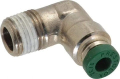 Parker - 5/32" Outside Diam, 1/8 NPTF, Nickel Plated Brass Push-to-Connect Tube Male Elbow - 300 Max psi, Tube to Male NPT Connection, Buna-N O-Ring - Eagle Tool & Supply