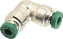 Parker - 5/32" Outside Diam, Nickel Plated Brass Push-to-Connect Tube Union Elbow - 300 Max psi, Tube to Tube Connection, Buna-N O-Ring - Eagle Tool & Supply