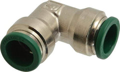 Parker - 1/2" Outside Diam, Nickel Plated Brass Push-to-Connect Tube Union Elbow - 300 Max psi, Tube to Tube Connection, Buna-N O-Ring - Eagle Tool & Supply