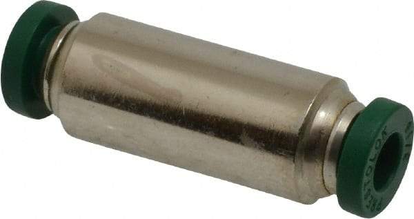 Parker - 3/16" Outside Diam, Nickel Plated Brass Push-to-Connect Tube Union - 300 Max psi, Tube to Tube Connection, Buna-N O-Ring - Eagle Tool & Supply