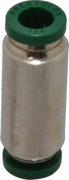Parker - 1/4" Outside Diam, Nickel Plated Brass Push-to-Connect Tube Union - 300 Max psi, Tube to Tube Connection, Buna-N O-Ring - Eagle Tool & Supply