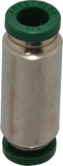 Parker - 1/4" Outside Diam, Nickel Plated Brass Push-to-Connect Tube Union - 300 Max psi, Tube to Tube Connection, Buna-N O-Ring - Eagle Tool & Supply