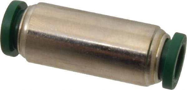 Parker - 5/16" Outside Diam, Nickel Plated Brass Push-to-Connect Tube Union - 300 Max psi, Tube to Tube Connection, Buna-N O-Ring - Eagle Tool & Supply