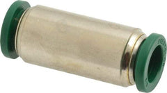 Parker - 3/8" Outside Diam, Nickel Plated Brass Push-to-Connect Tube Union - 300 Max psi, Tube to Tube Connection, Buna-N O-Ring - Eagle Tool & Supply