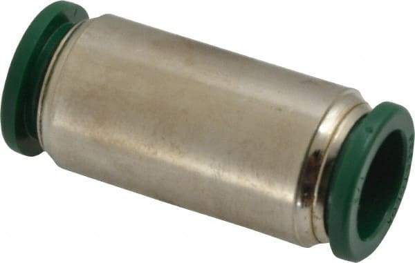 Parker - 1/2" Outside Diam, Nickel Plated Brass Push-to-Connect Tube Union - 300 Max psi, Tube to Tube Connection, Buna-N O-Ring - Eagle Tool & Supply