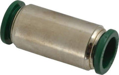 Parker - 1/2" Outside Diam, Nickel Plated Brass Push-to-Connect Tube Union - 300 Max psi, Tube to Tube Connection, Buna-N O-Ring - Eagle Tool & Supply
