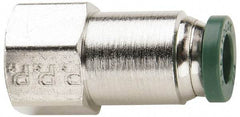 Parker - 3/16" Outside Diam, 1/8 NPTF, Nickel Plated Brass Push-to-Connect Tube Female Connector - 300 Max psi, Tube to Female NPT Connection, Buna-N O-Ring - Eagle Tool & Supply