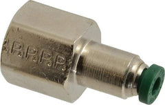 Parker - 5/32" Outside Diam, 1/4 NPTF, Nickel Plated Brass Push-to-Connect Tube Female Connector - 300 Max psi, Tube to Female NPT Connection, Buna-N O-Ring - Eagle Tool & Supply