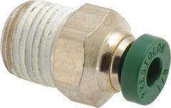 Parker - 1/8" Outside Diam, 1/8 NPTF, Nickel Plated Brass Push-to-Connect Tube Male Connector - 300 Max psi, Tube to Male NPT Connection, Buna-N O-Ring - Eagle Tool & Supply