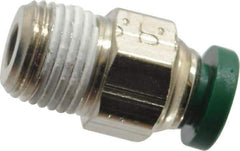 Parker - 3/16" Outside Diam, 1/8 NPTF, Nickel Plated Brass Push-to-Connect Tube Male Connector - 300 Max psi, Tube to Male NPT Connection, Buna-N O-Ring - Eagle Tool & Supply