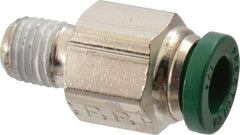 Parker - 1/4" Outside Diam, 1/16 NPTF, Nickel Plated Brass Push-to-Connect Tube Male Connector - 300 Max psi, Tube to Male NPT Connection, Buna-N O-Ring - Eagle Tool & Supply