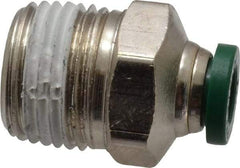Parker - 1/4" Outside Diam, 3/8 NPTF, Nickel Plated Brass Push-to-Connect Tube Male Connector - 300 Max psi, Tube to Male NPT Connection, Buna-N O-Ring - Eagle Tool & Supply