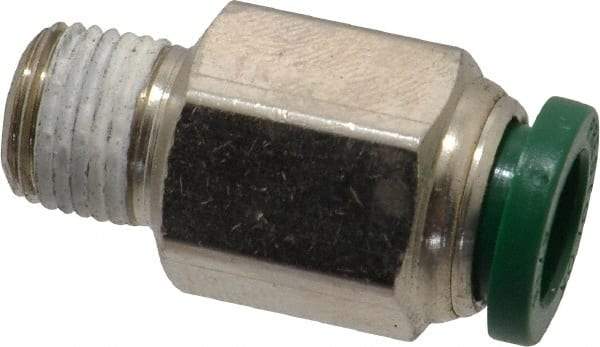 Parker - 5/16" Outside Diam, 1/8 NPTF, Nickel Plated Brass Push-to-Connect Tube Male Connector - 300 Max psi, Tube to Male NPT Connection, Buna-N O-Ring - Eagle Tool & Supply