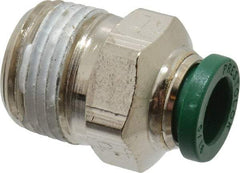 Parker - 5/16" Outside Diam, 3/8 NPTF, Nickel Plated Brass Push-to-Connect Tube Male Connector - 300 Max psi, Tube to Male NPT Connection, Buna-N O-Ring - Eagle Tool & Supply