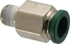 Parker - 3/8" Outside Diam, 1/8 NPTF, Nickel Plated Brass Push-to-Connect Tube Male Connector - 300 Max psi, Tube to Male NPT Connection, Buna-N O-Ring - Eagle Tool & Supply