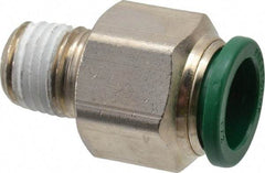 Parker - 1/2" Outside Diam, 1/4 NPTF, Nickel Plated Brass Push-to-Connect Tube Male Connector - 300 Max psi, Tube to Male NPT Connection, Buna-N O-Ring - Eagle Tool & Supply