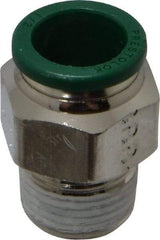 Parker - 1/2" Outside Diam, 3/8 NPTF, Nickel Plated Brass Push-to-Connect Tube Male Connector - 300 Max psi, Tube to Male NPT Connection, Buna-N O-Ring - Eagle Tool & Supply
