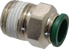 Parker - 1/2" Outside Diam, 1/2 NPTF, Nickel Plated Brass Push-to-Connect Tube Male Connector - 300 Max psi, Tube to Male NPT Connection, Buna-N O-Ring - Eagle Tool & Supply