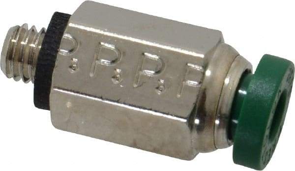 Parker - 5/32" Outside Diam, 10-32 UNF, Nickel Plated Brass Push-to-Connect Tube Male Connector - 300 Max psi, Tube to Male UNF Connection, Buna-N O-Ring - Eagle Tool & Supply