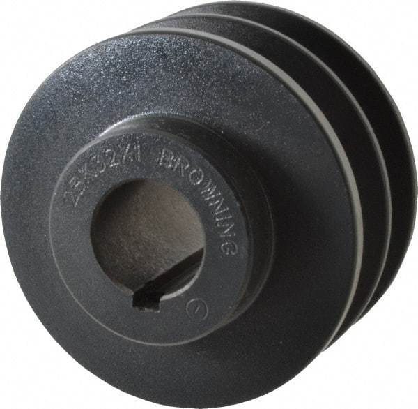 Browning - 1" Bore, 1-31/32 Long, 3.35" Outside Diam, Finished Bore Two Groove V Belt Sheave - 3 Belt Pitch B, 2.6" Pitch Diam of 4L Belt - Eagle Tool & Supply