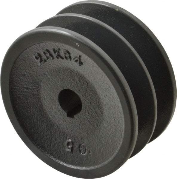 Browning - 5/8" Bore, 1-31/32 Long, 3.55" Outside Diam, Finished Bore Two Groove V Belt Sheave - 3.2 Belt Pitch B, 2.8" Pitch Diam of 4L Belt - Eagle Tool & Supply