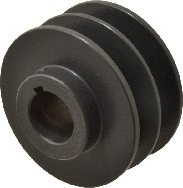 Browning - 1-1/8" Bore, 1-31/32 Long, 3.55" Outside Diam, Finished Bore Two Groove V Belt Sheave - 3.2 Belt Pitch B, 2.8" Pitch Diam of 4L Belt - Eagle Tool & Supply