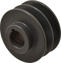Browning - 1-1/8" Bore, 1-31/32 Long, 3.55" Outside Diam, Finished Bore Two Groove V Belt Sheave - 3.2 Belt Pitch B, 2.8" Pitch Diam of 4L Belt - Eagle Tool & Supply