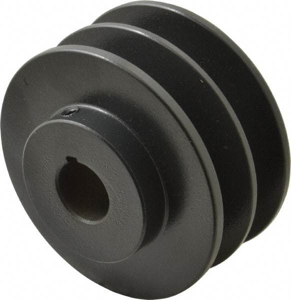 Browning - 7/8" Bore, 1-31/32 Long, 3-3/4" Outside Diam, Finished Bore Two Groove V Belt Sheave - 3.4 Belt Pitch B, 3" Pitch Diam of 4L Belt - Eagle Tool & Supply