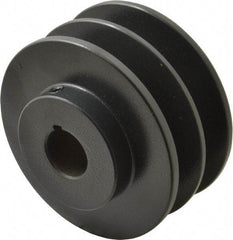 Browning - 7/8" Bore, 1-31/32 Long, 3-3/4" Outside Diam, Finished Bore Two Groove V Belt Sheave - 3.4 Belt Pitch B, 3" Pitch Diam of 4L Belt - Eagle Tool & Supply