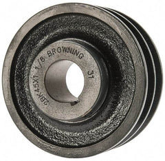 Browning - 1-1/8" Bore, 1-15/32 Long, 4-1/4" Outside Diam, Finished Bore Two Groove V Belt Sheave - 3.9 Belt Pitch B, 3-1/2" Pitch Diam of 4L Belt - Eagle Tool & Supply