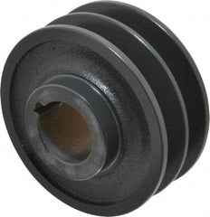 Browning - 1-3/8" Bore, 1-15/32 Long, 4-1/4" Outside Diam, Finished Bore Two Groove V Belt Sheave - 3.9 Belt Pitch B, 3-1/2" Pitch Diam of 4L Belt - Eagle Tool & Supply