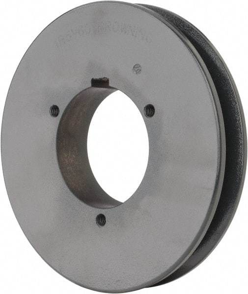 Browning - 1 Groove, 5/8 to 2-1/4 Bore Diam, 6.28" Outside Diam, QD Bushed V Belt Sheave - 6.1 5V Diam Belt Pitch - Eagle Tool & Supply