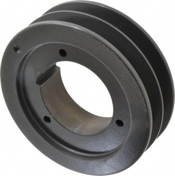 Browning - 2 Groove, 5/8 to 2-1/4 Bore Diam, 5.28" Outside Diam, QD Bushed V Belt Sheave - 5.1 5V Diam Belt Pitch - Eagle Tool & Supply