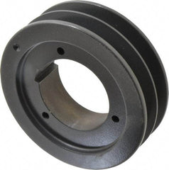 Browning - 2 Groove, 5/8 to 2-1/4 Bore Diam, 5.28" Outside Diam, QD Bushed V Belt Sheave - 5.1 5V Diam Belt Pitch - Eagle Tool & Supply
