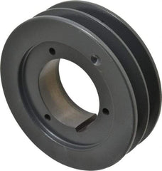 Browning - 2 Groove, 5/8 to 2-1/4 Bore Diam, 5.68" Outside Diam, QD Bushed V Belt Sheave - 5.5 5V Diam Belt Pitch - Eagle Tool & Supply