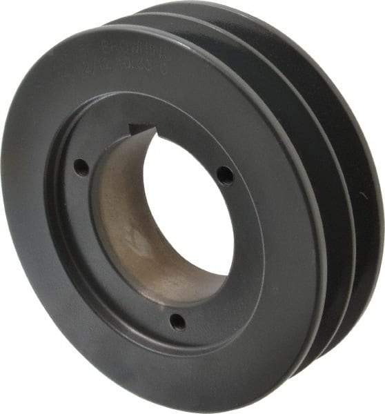 Browning - 2 Groove, 5/8 to 2-1/4 Bore Diam, 5.88" Outside Diam, QD Bushed V Belt Sheave - 5.7 5V Diam Belt Pitch - Eagle Tool & Supply
