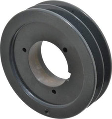 Browning - 2 Groove, 5/8 to 2-1/4 Bore Diam, 6.08" Outside Diam, QD Bushed V Belt Sheave - 5.9 5V Diam Belt Pitch - Eagle Tool & Supply