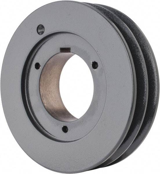 Browning - 2 Groove, 5/8 to 2-1/4 Bore Diam, 6.28" Outside Diam, QD Bushed V Belt Sheave - 6.1 5V Diam Belt Pitch - Eagle Tool & Supply