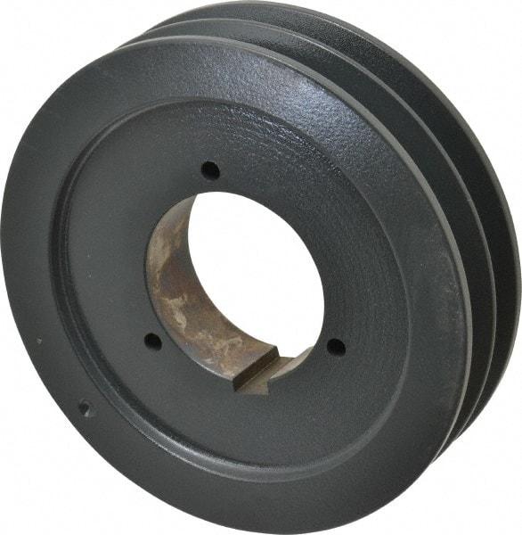 Browning - 2 Groove, 5/8 to 2-1/4 Bore Diam, 6.68" Outside Diam, QD Bushed V Belt Sheave - 6.5 5V Diam Belt Pitch - Eagle Tool & Supply