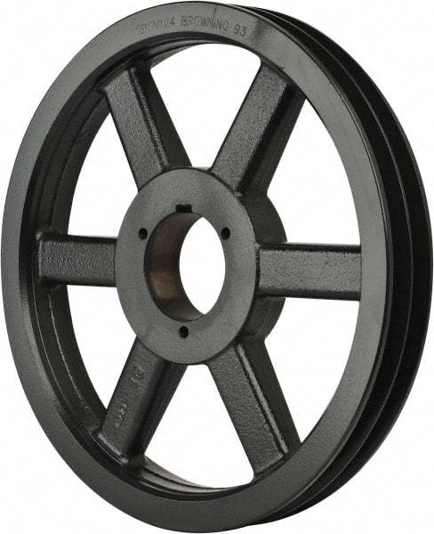 Browning - 2 Groove, 5/8 to 2-1/4 Bore Diam, 12.68" Outside Diam, QD Bushed V Belt Sheave - 12.5 5V Diam Belt Pitch - Eagle Tool & Supply