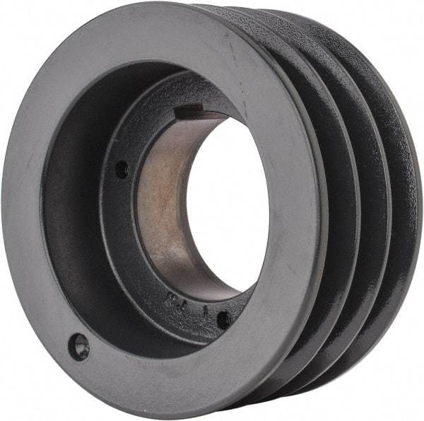 Browning - 3 Groove, 5/8 to 2-1/4 Bore Diam, 5.48" Outside Diam, QD Bushed V Belt Sheave - 5.3 5V Diam Belt Pitch - Eagle Tool & Supply