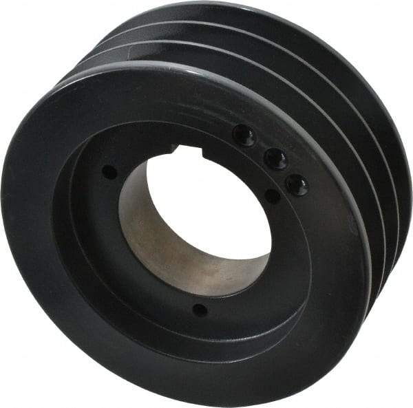 Browning - 3 Groove, 5/8 to 2-1/4 Bore Diam, 6.08" Outside Diam, QD Bushed V Belt Sheave - 5.9 5V Diam Belt Pitch - Eagle Tool & Supply