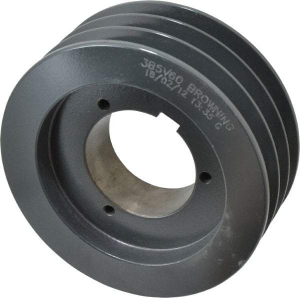 Browning - 3 Groove, 5/8 to 2-1/4 Bore Diam, 6.28" Outside Diam, QD Bushed V Belt Sheave - 6.1 5V Diam Belt Pitch - Eagle Tool & Supply